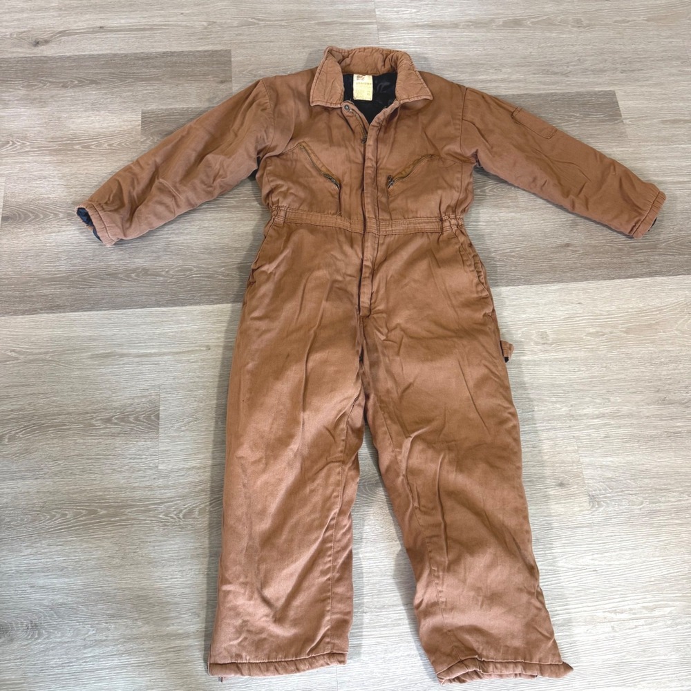 Bear River Workwear Coveralls Mens XL Brown Quilted Lined Cotton Canvas Jumpsuit